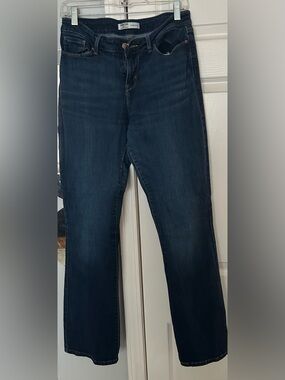 Signature Mid-Rise Bootcut Jeans in Dark Blue Denim